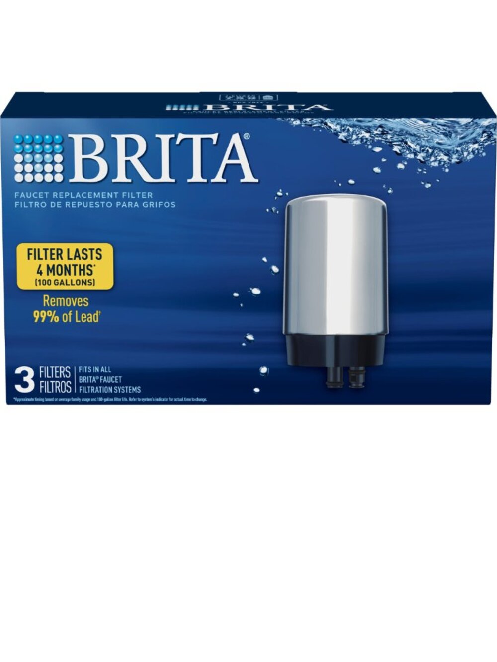 BRITA faucet replacement filters – 1 Pack of 3 Chrome Filters